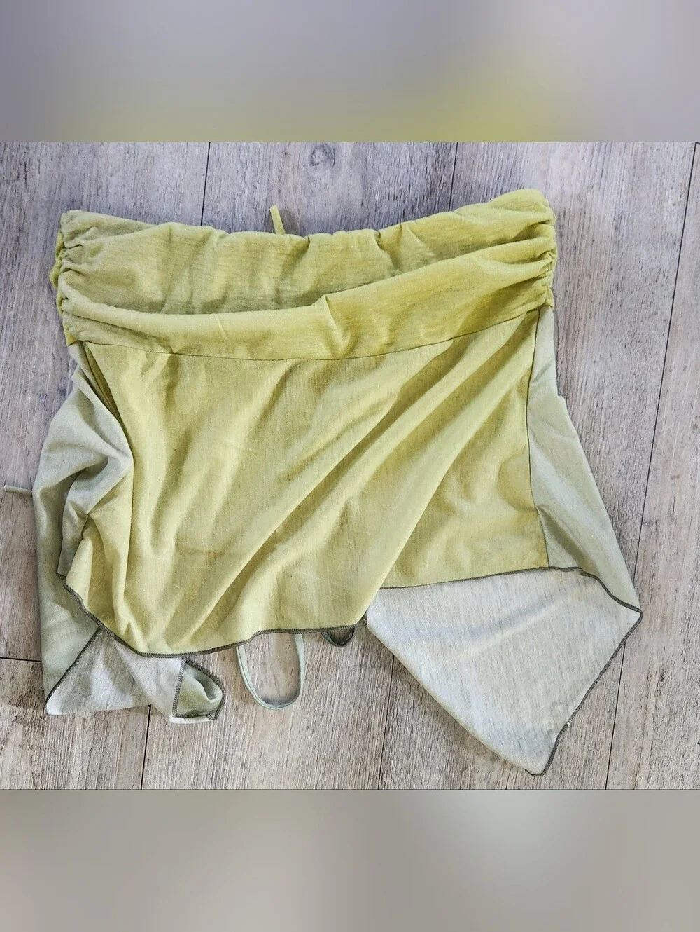 Fashion Nova Olive to Lime Ombre Strapless Handkerchief Maxi Skirt Set